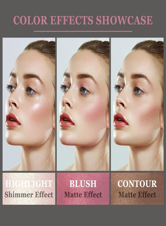 JunKuJK 3Pcs Cream Contour Stick Makeup Kit with Makeup Brush,Shades with Highlighter,Brush Stick,Cream Bronzer for Sculpt the Cheeks,Long-lasting Waterproof Lightweight Contour Set - Image 3